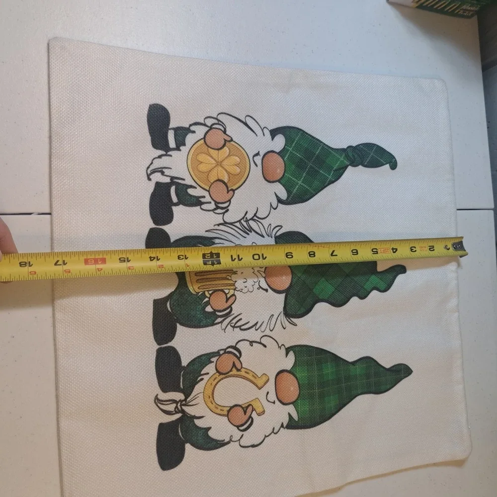 St Patricks Day Throw Pillow Covers 17 x 17 Inch Set of 4 Lucky Green Gold Luck